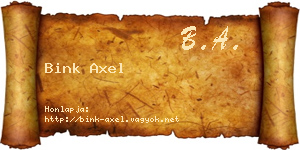 Bink Axel névjegykártya